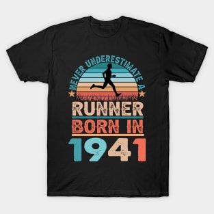 Runner born in 1944 80th Birthday Gift Running Dad T-Shirt